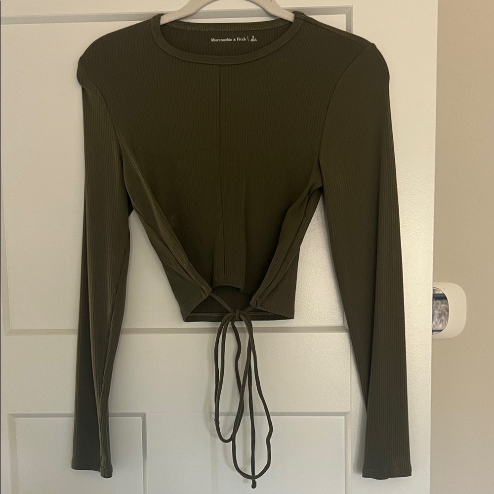 Abercrombie & Fitch Khaki Ribbed Crop Top